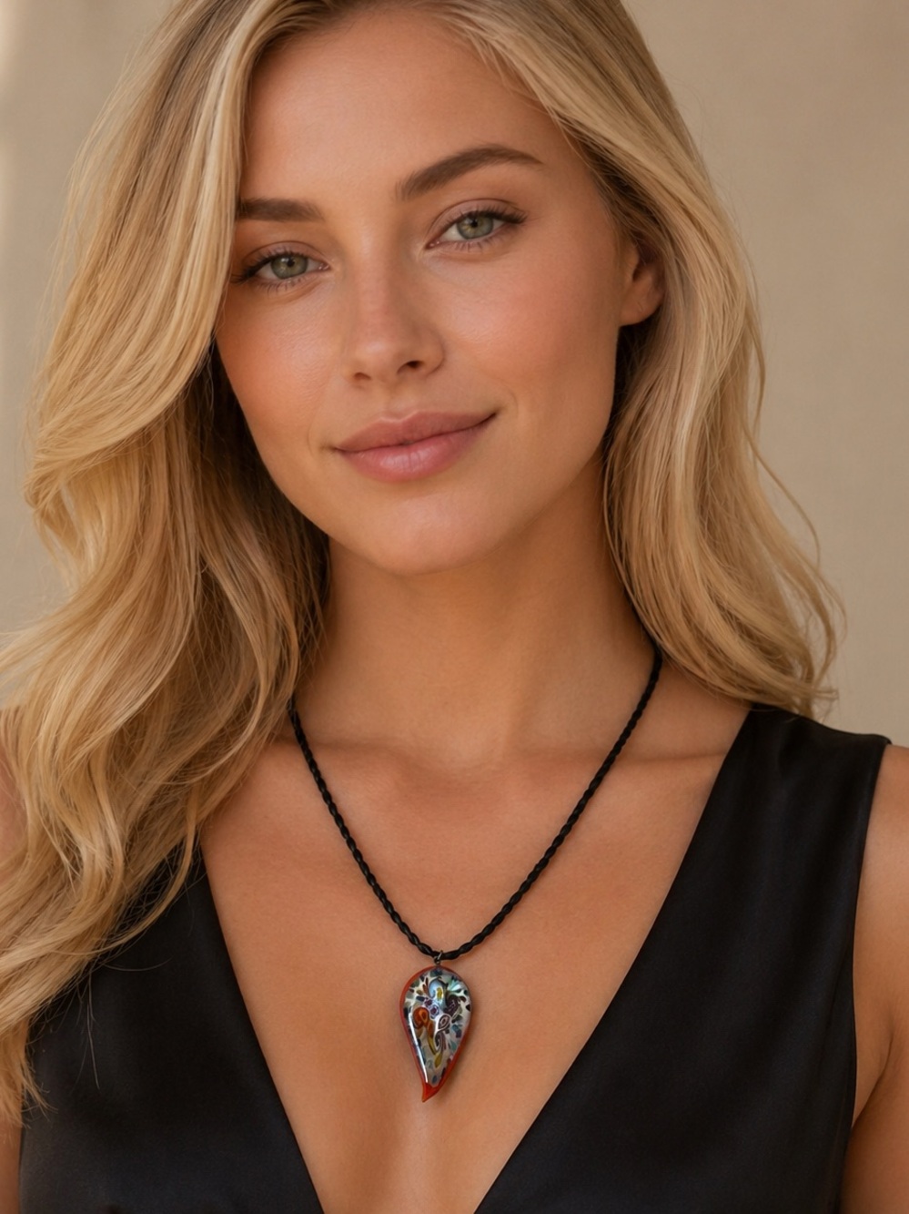 🛍️SALE🛍️ Glass Millefiori Teardrop Pendant Multicolor